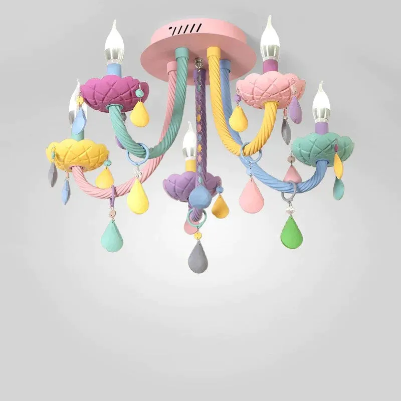 Chandelier Children's Room Macaron Crystal Chandelier Bedroom Children's Lamp Boy And Girl Room Personality Lighting