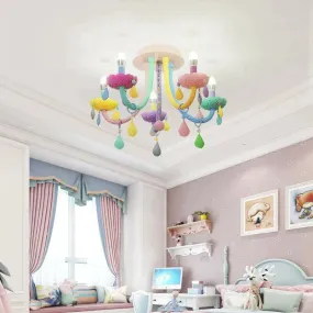 Chandelier Children's Room Macaron Crystal Chandelier Bedroom Children's Lamp Boy And Girl Room Personality Lighting