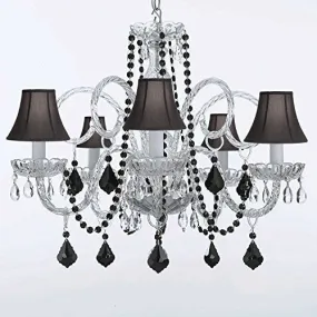 Chandelier Lighting Empress Crystal(Tm) With Black Color Crystal And Shades - A46-Blackb2/Blackshades/385/5