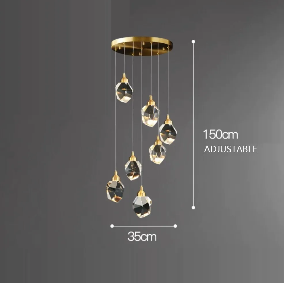 Chandelier Lighting Modern Luxury LED Crystal Chandelier Lighting Fixtures Round Crystal Glass Ball Ceiling Light Long Staircase