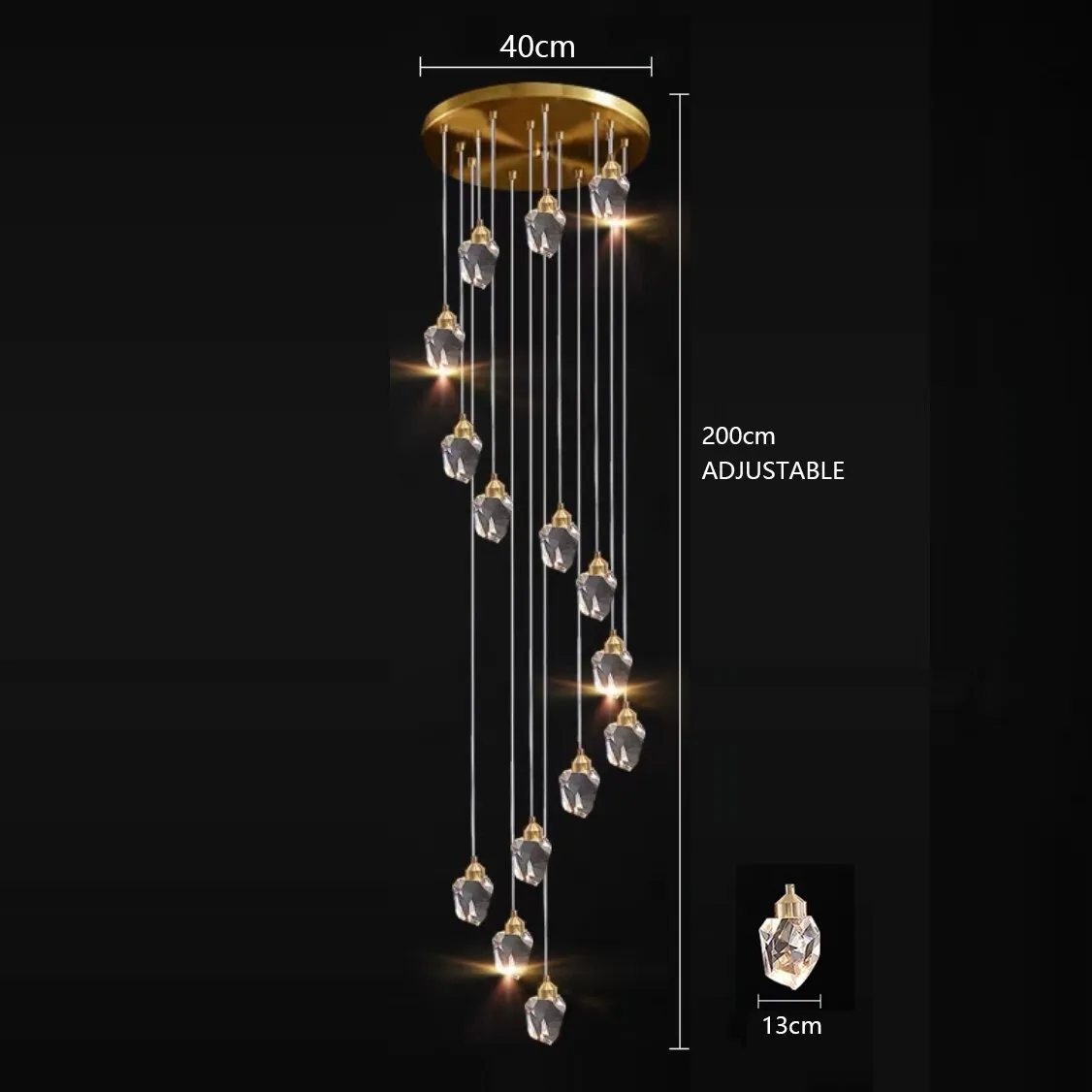 Chandelier Lighting Modern Luxury LED Crystal Chandelier Lighting Fixtures Round Crystal Glass Ball Ceiling Light Long Staircase