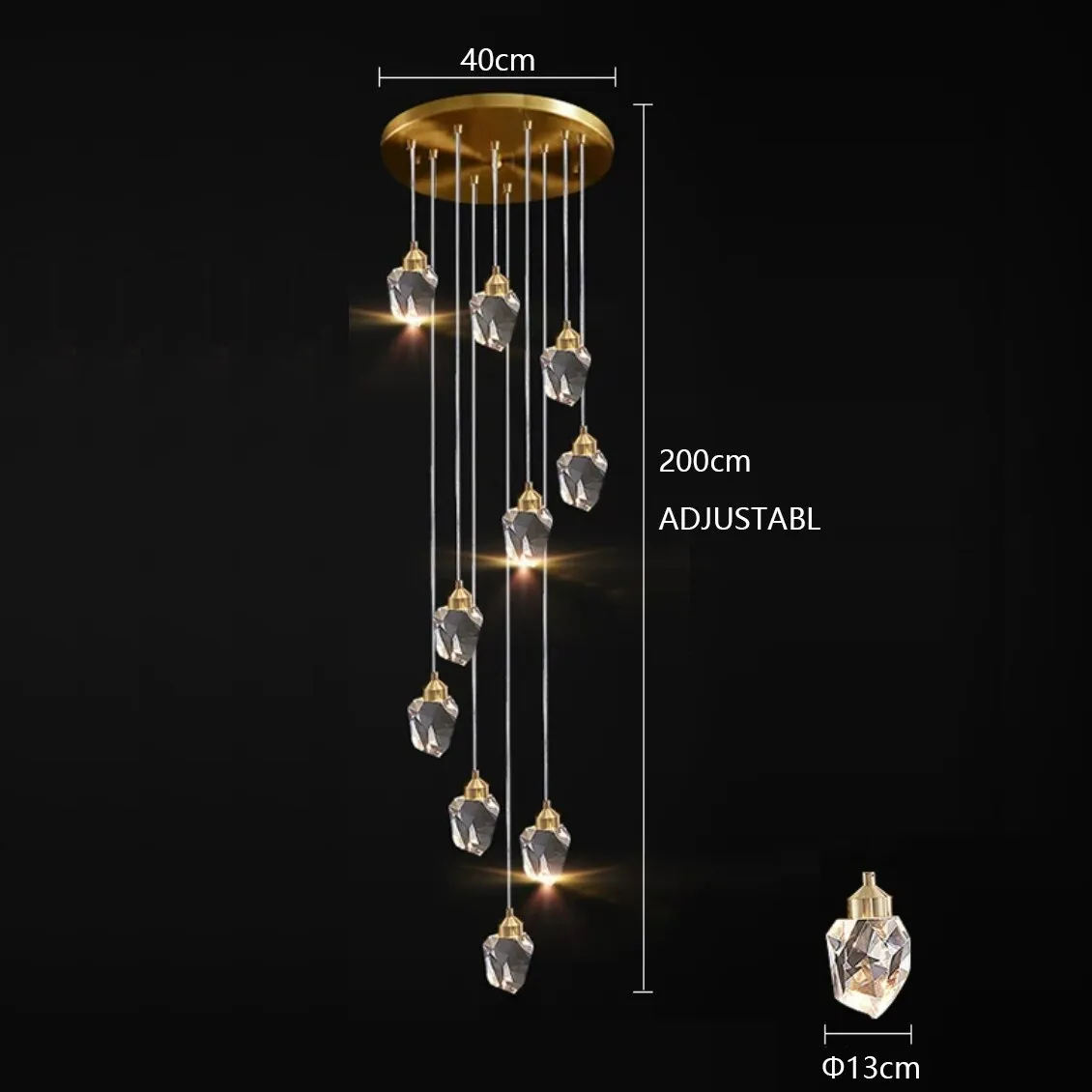 Chandelier Lighting Modern Luxury LED Crystal Chandelier Lighting Fixtures Round Crystal Glass Ball Ceiling Light Long Staircase