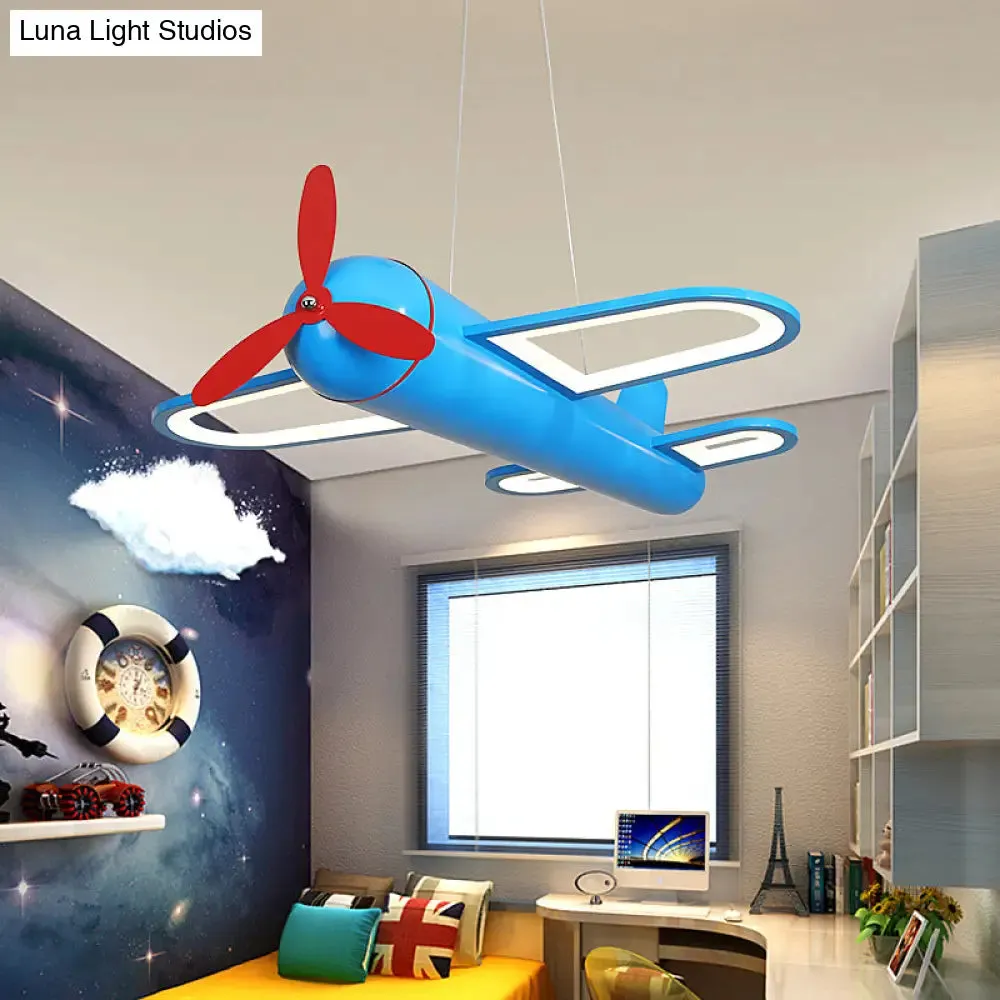 Children's Playroom Cartoon Acrylic Propeller Jet LED Chandelier Ceiling Light