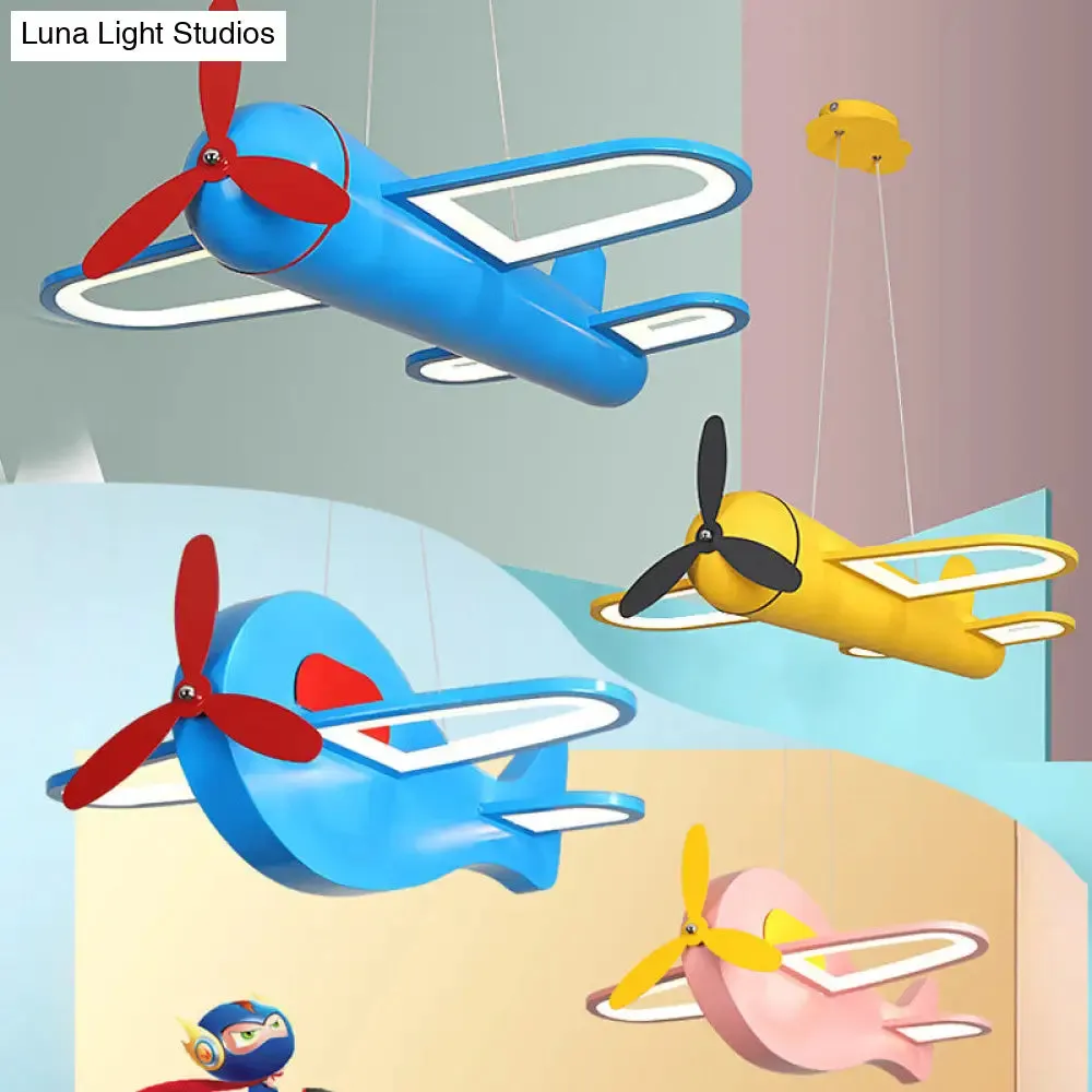 Children's Playroom Cartoon Acrylic Propeller Jet LED Chandelier Ceiling Light