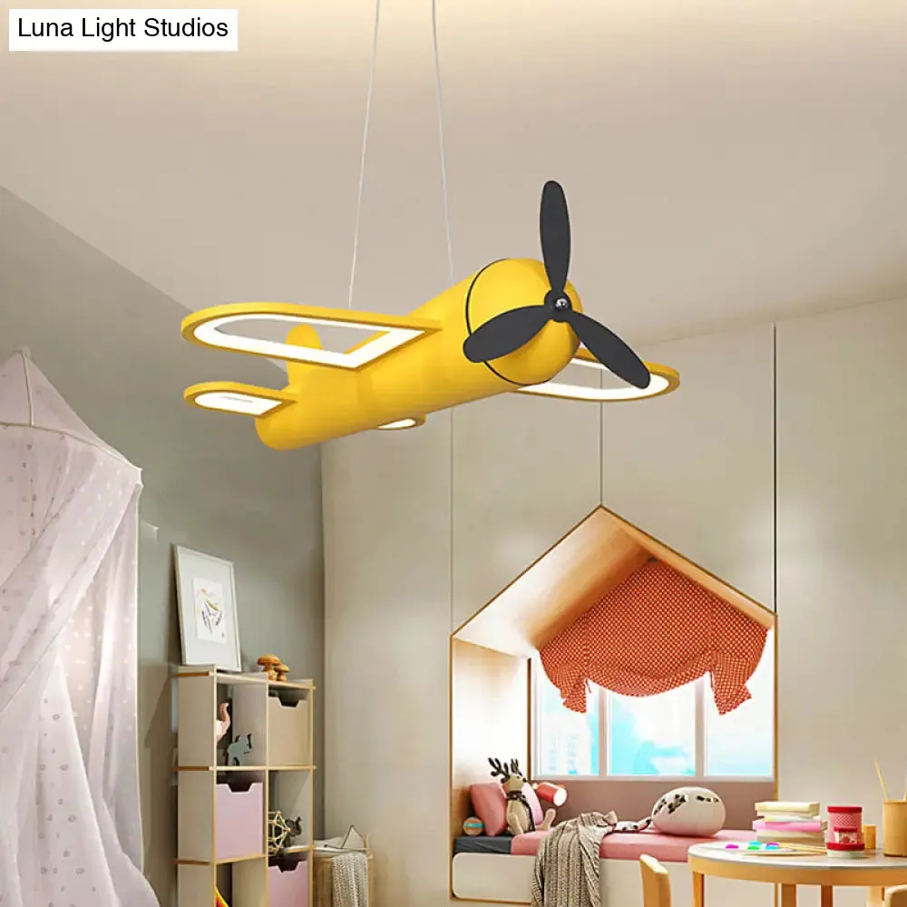 Children's Playroom Cartoon Acrylic Propeller Jet LED Chandelier Ceiling Light