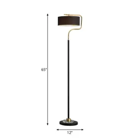 Classic Drum Shade Standing Floor Lamp with Fabric Shade - Black