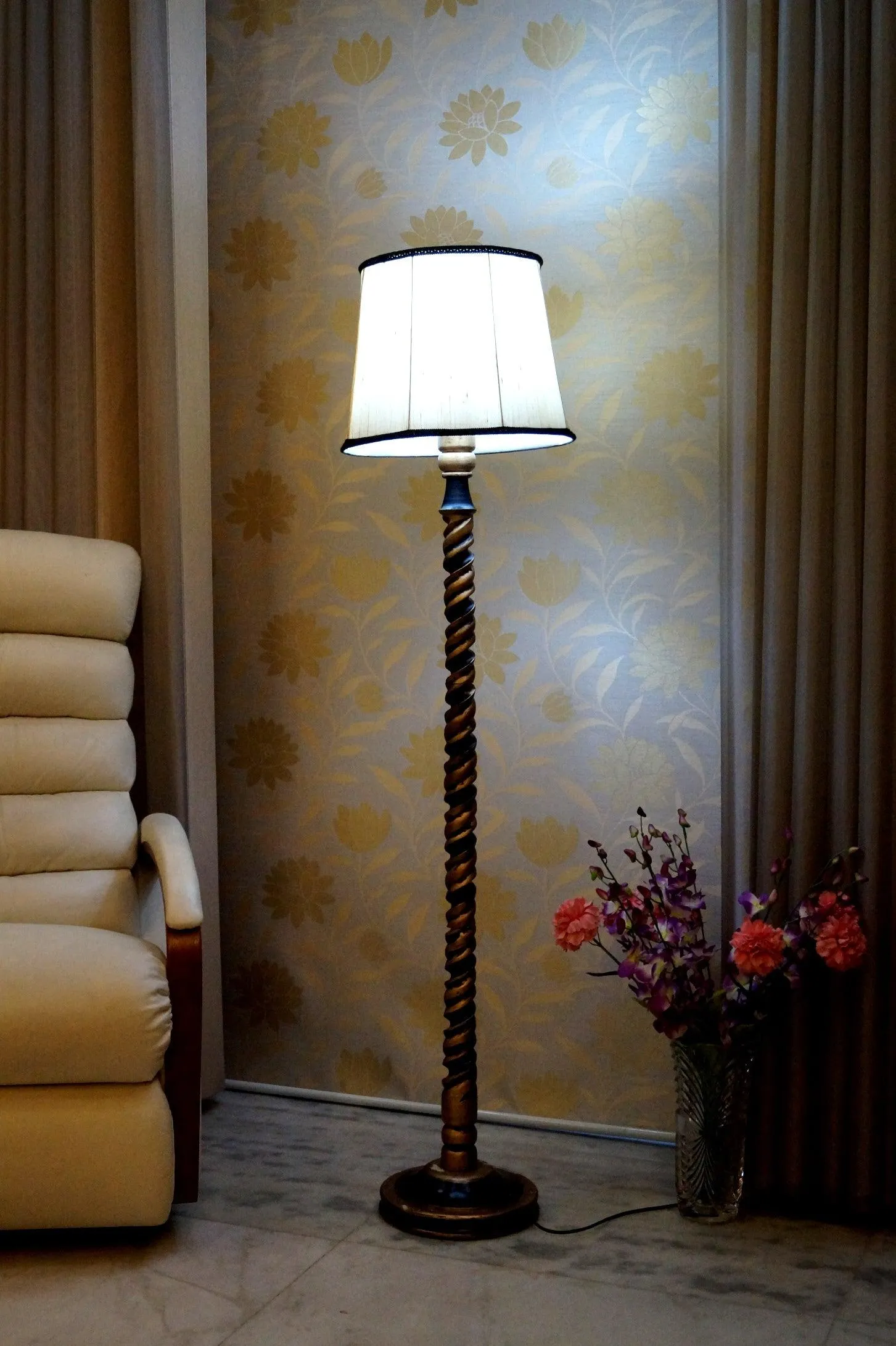 Classic Floor Lamp Camel & Brown with (Bulb Not Included)