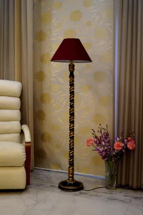 Classic Floor Lamp Maroon & Brown with (Bulb Not Included)