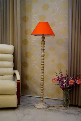 Classic Floor Lamp Orange & Brown with Conical Shade (Bulb Not Included)