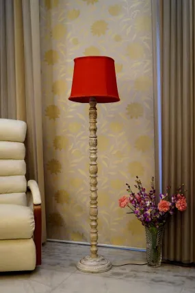 Classic Floor Lamp Red & Brown with (Bulb Not Included)