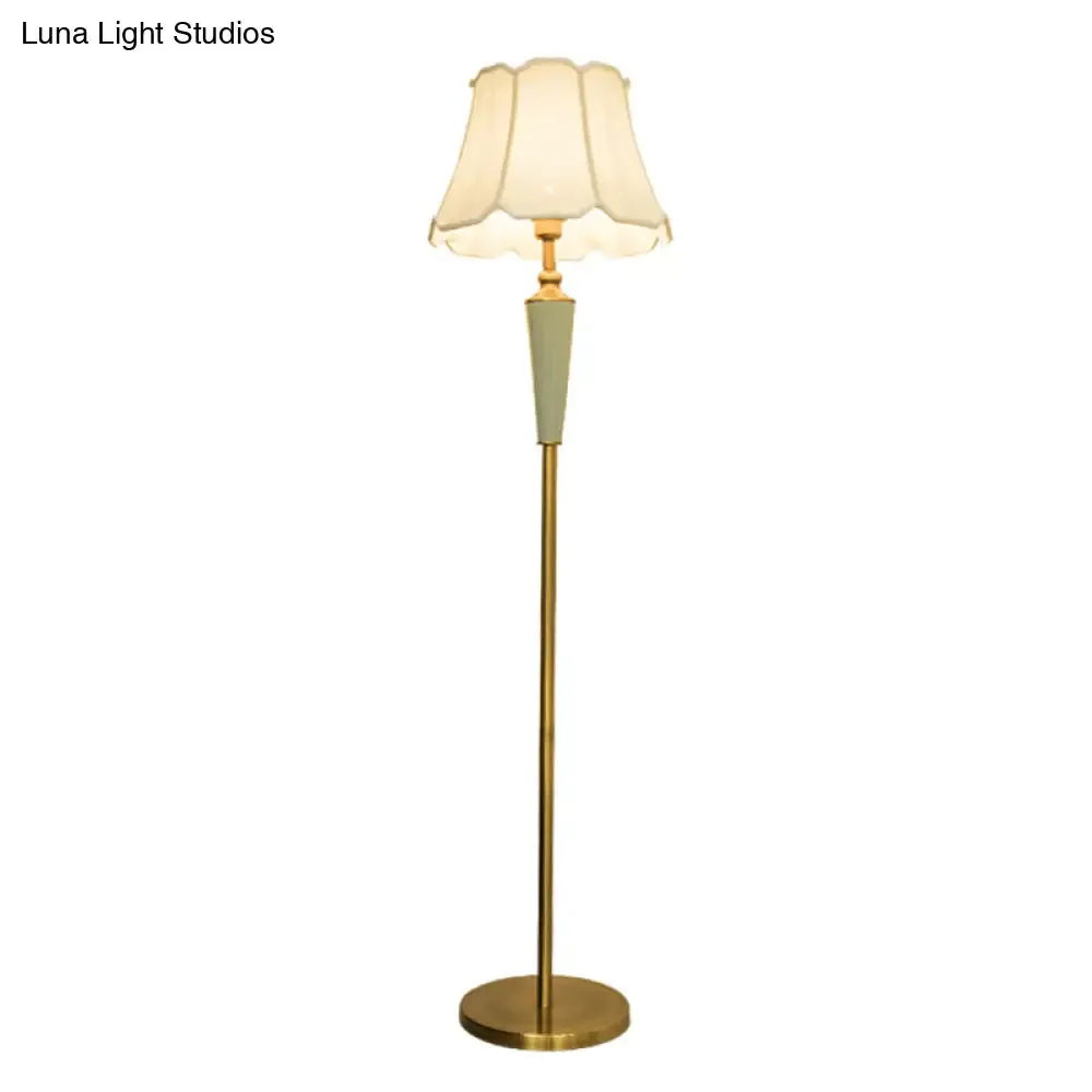 Classic Gold Fabric Floor Lamp with Tapered Shade - Ideal for Living Room