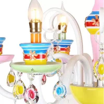 Colorful Glass Pendant Light: Modern Candle Chandelier for Kindergarten