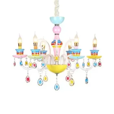 Colorful Glass Pendant Light: Modern Candle Chandelier for Kindergarten