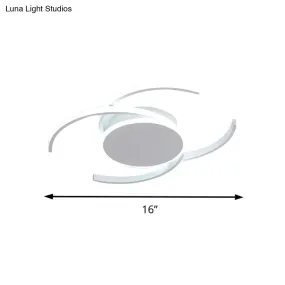 Contemporary Acrylic Flushmount with Double C Design - Indoor White LED Lighting