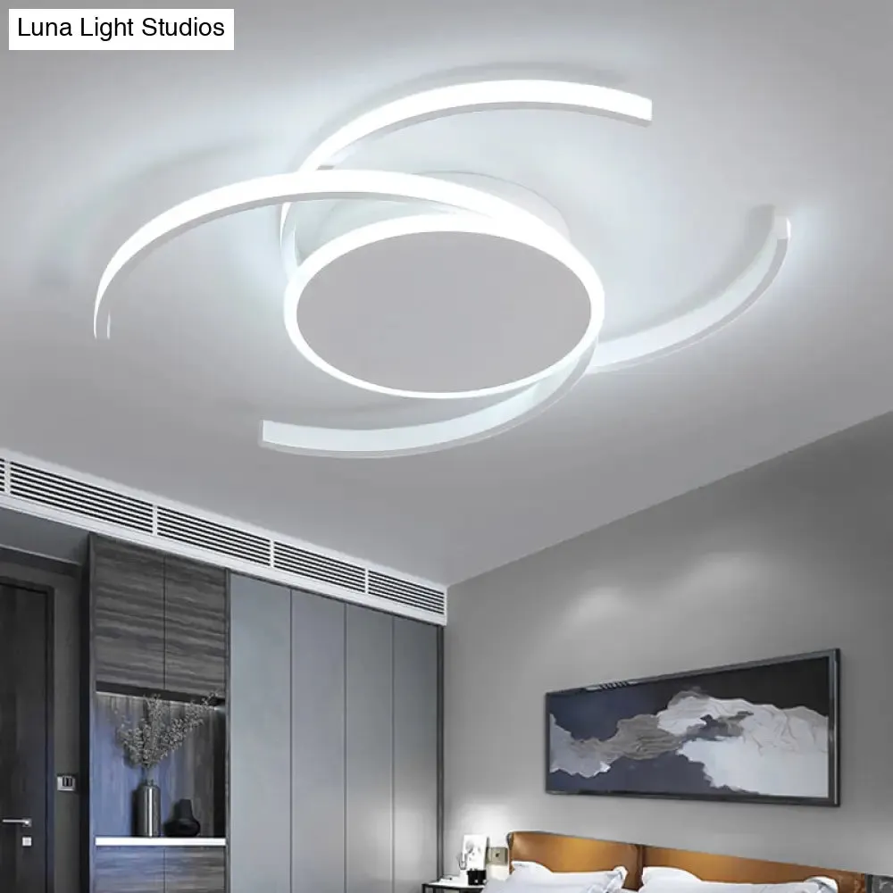 Contemporary Acrylic Flushmount with Double C Design - Indoor White LED Lighting