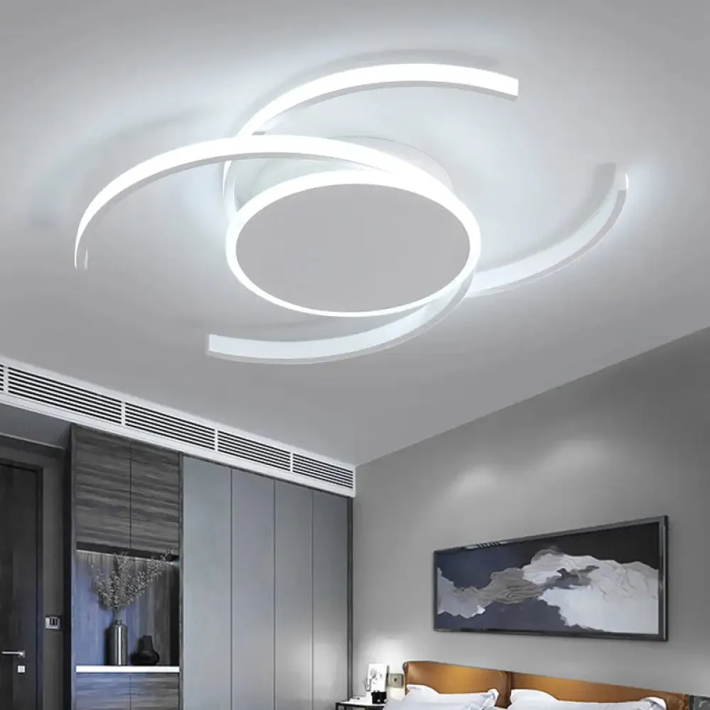 Contemporary Acrylic Flushmount with Double C Design - Indoor White LED Lighting