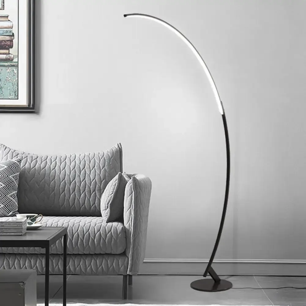 Contemporary Arched LED Floor Lamp in Metallic Coffee - Enhance Your Living Room Lighting!