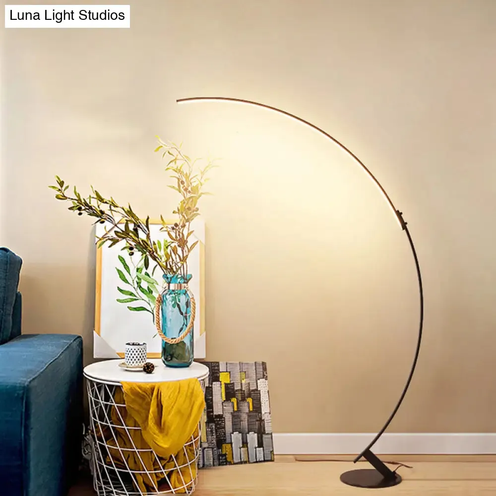 Contemporary Arched LED Floor Lamp in Metallic Coffee - Enhance Your Living Room Lighting!