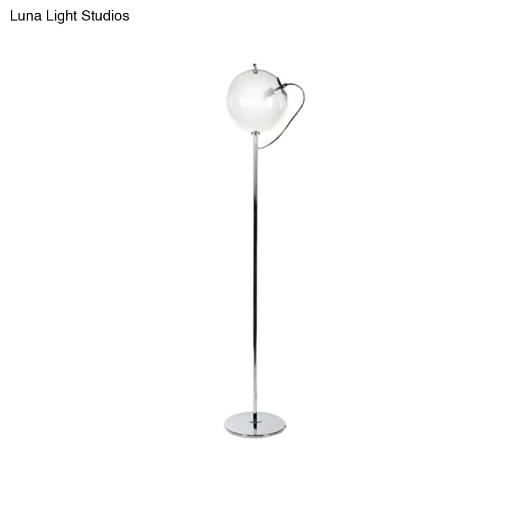 Contemporary Black Globe Floor Lamp- 1 Light Clear Glass Standing Light for Living Room