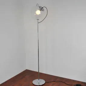 Contemporary Black Globe Floor Lamp- 1 Light Clear Glass Standing Light for Living Room