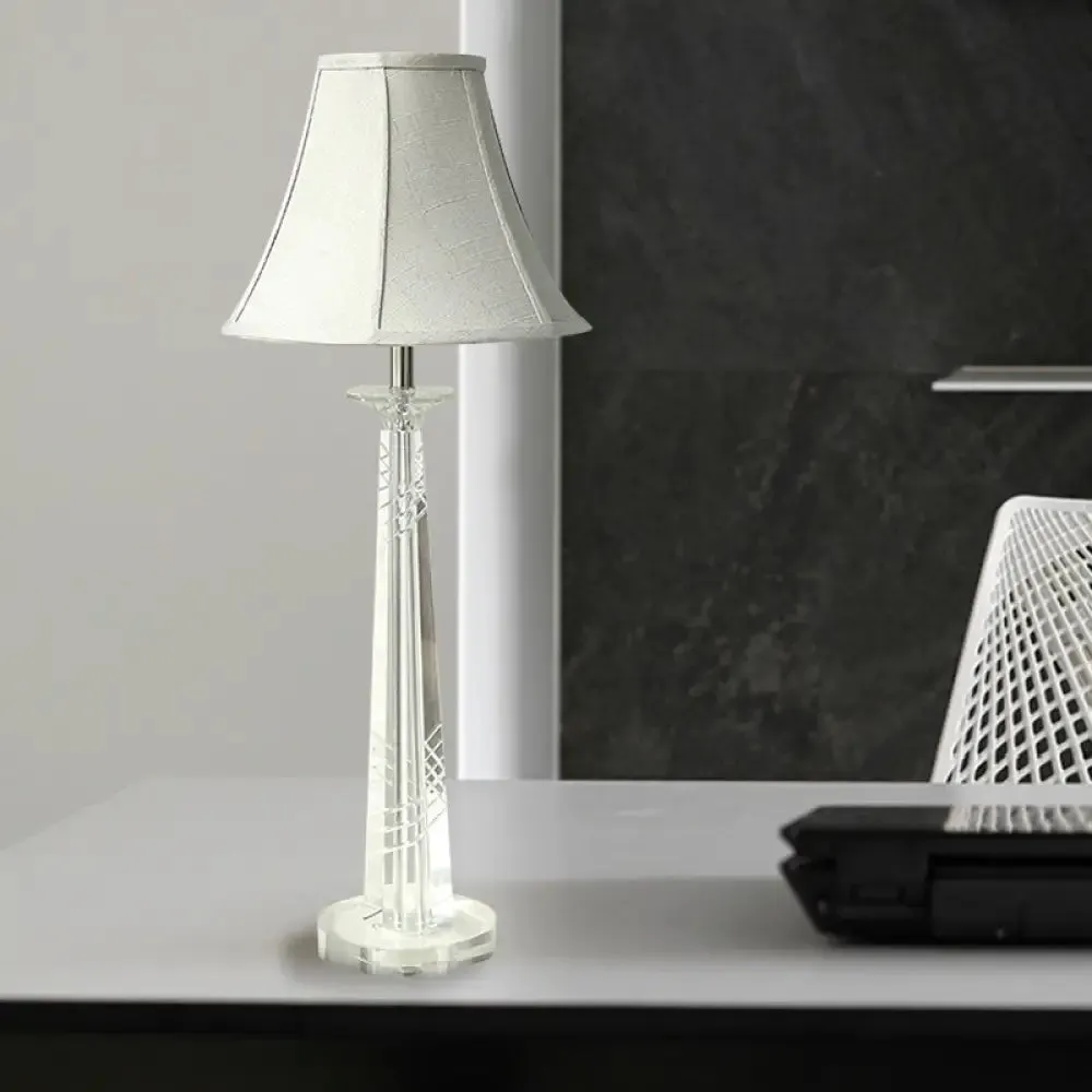 Contemporary Cream Gray Bell Nightstand Light with K9 Crystal Shade - Perfect for Bedroom