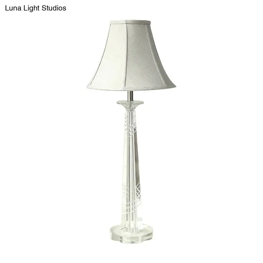 Contemporary Cream Gray Bell Nightstand Light with K9 Crystal Shade - Perfect for Bedroom