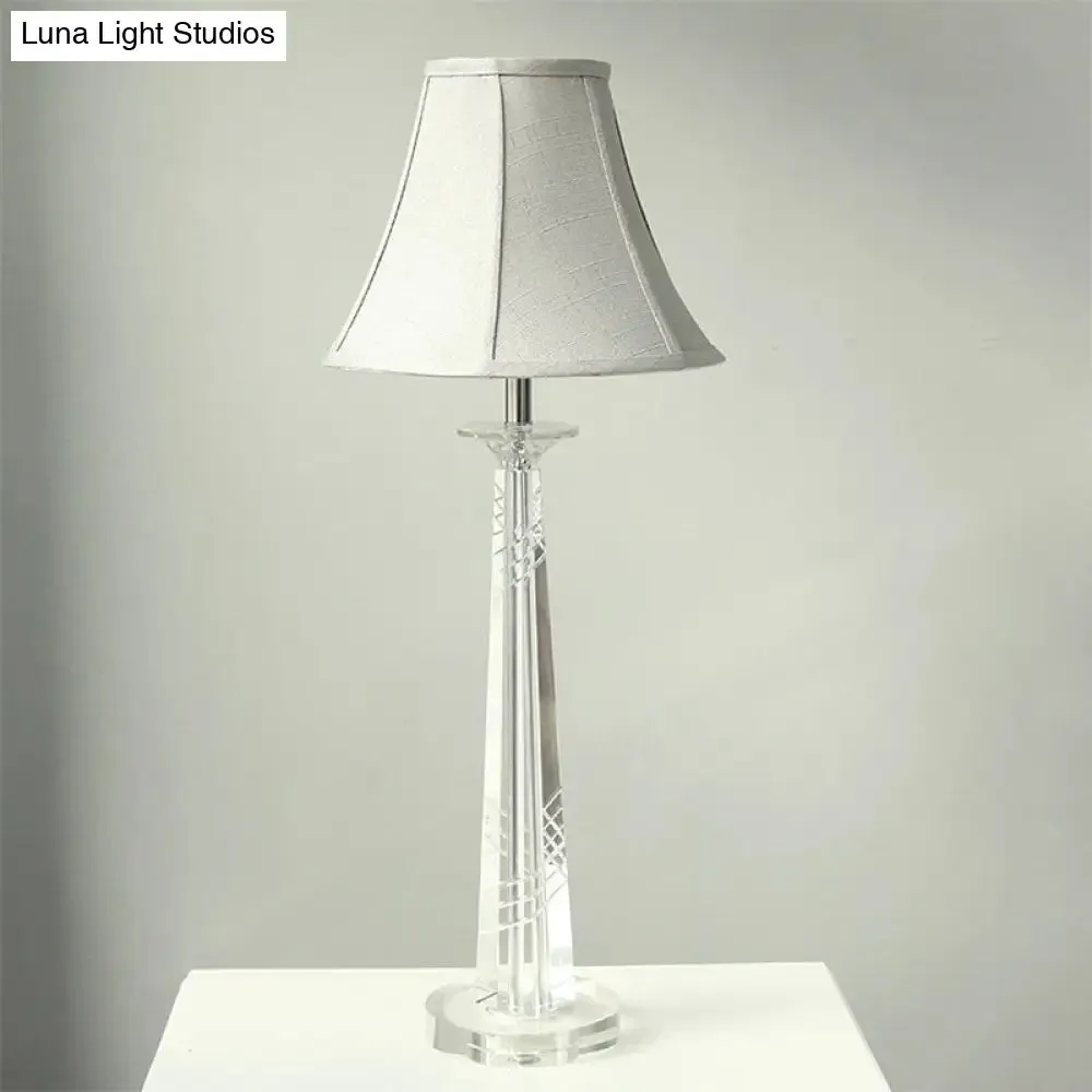 Contemporary Cream Gray Bell Nightstand Light with K9 Crystal Shade - Perfect for Bedroom