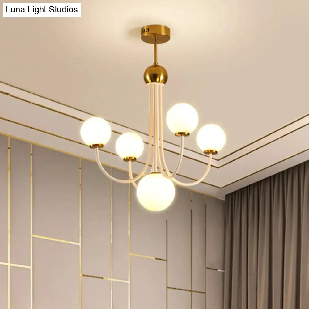 Contemporary Gold Glass Spherical Ceiling Chandelier with 5/7 Bulbs