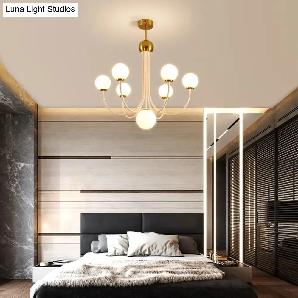 Contemporary Gold Glass Spherical Ceiling Chandelier with 5/7 Bulbs