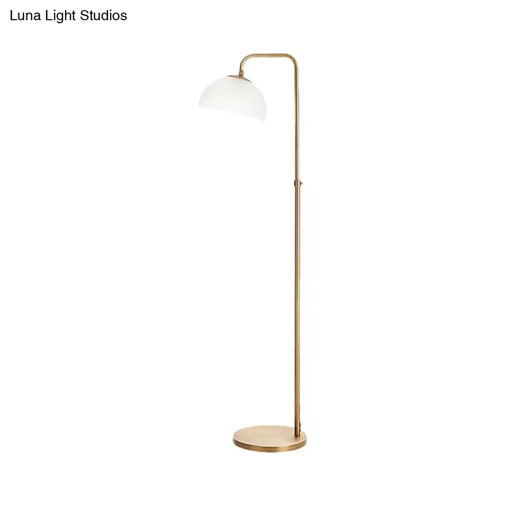 Contemporary Opal Glass Floor Lamp with Brass Finish - Stylish 1-Bulb Floor Reading Lighting for Living Room