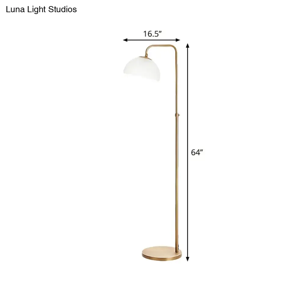 Contemporary Opal Glass Floor Lamp with Brass Finish - Stylish 1-Bulb Floor Reading Lighting for Living Room