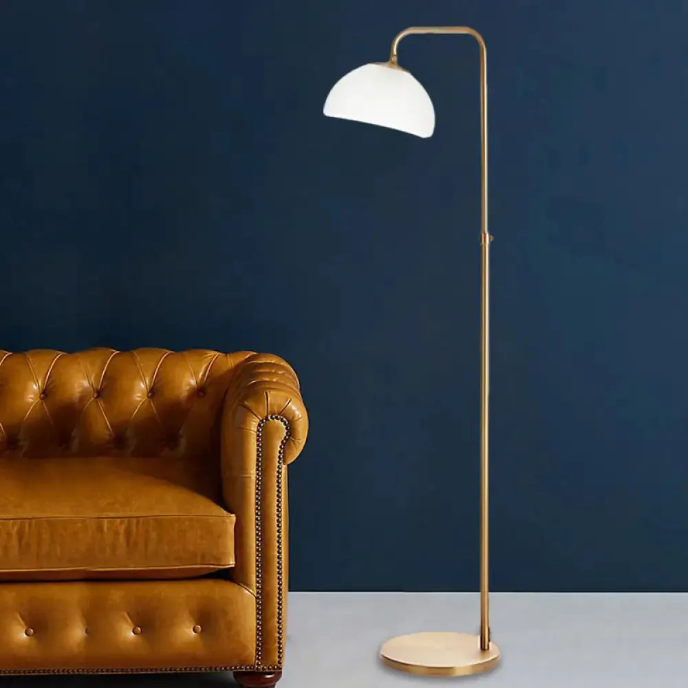 Contemporary Opal Glass Floor Lamp with Brass Finish - Stylish 1-Bulb Floor Reading Lighting for Living Room