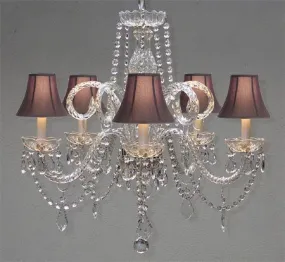 Crystal Chandelier Lighting With Black Shades H 25" X W 24" - A46-Blackshades/385/5