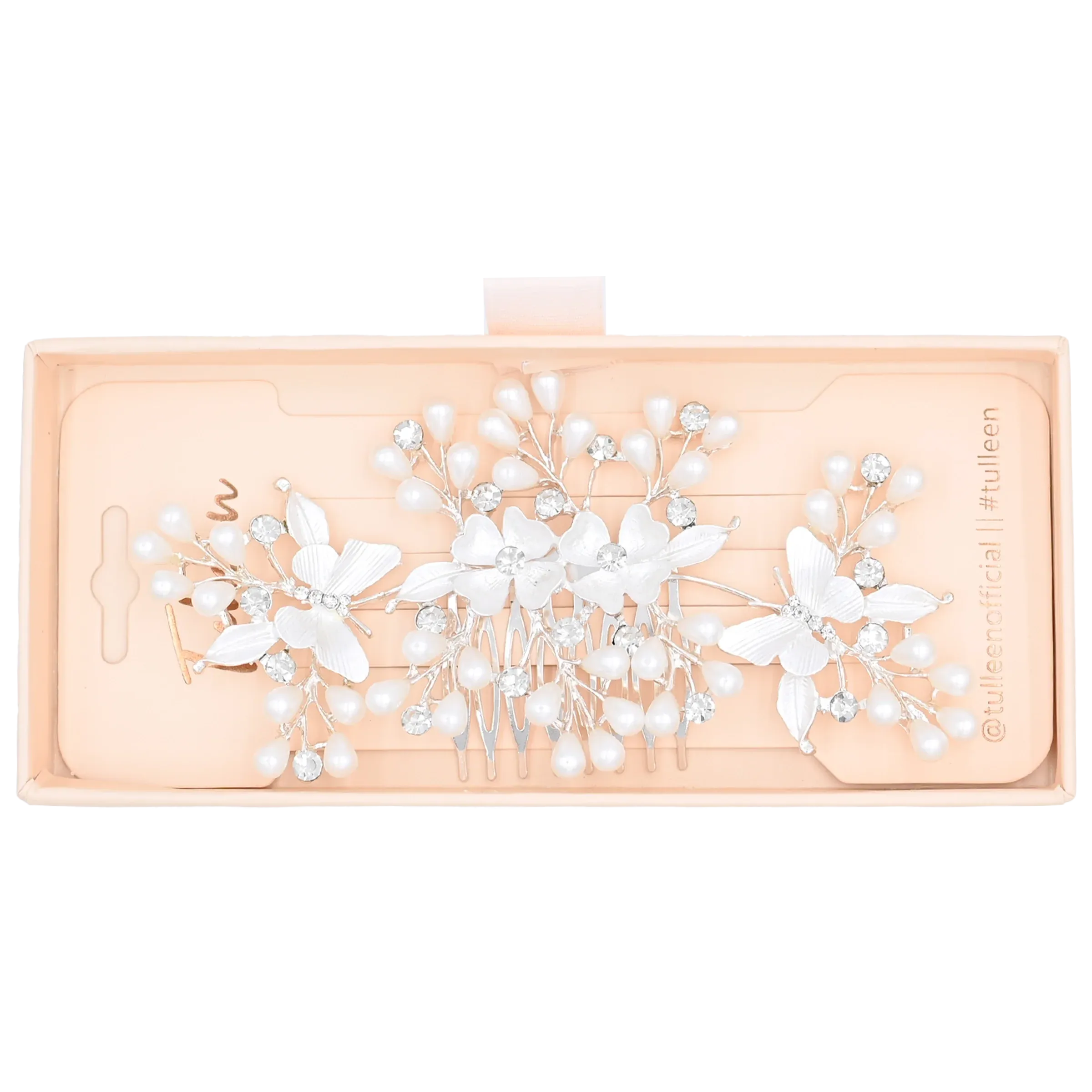 Crystal Olea Butterfly Floral Hair Comb