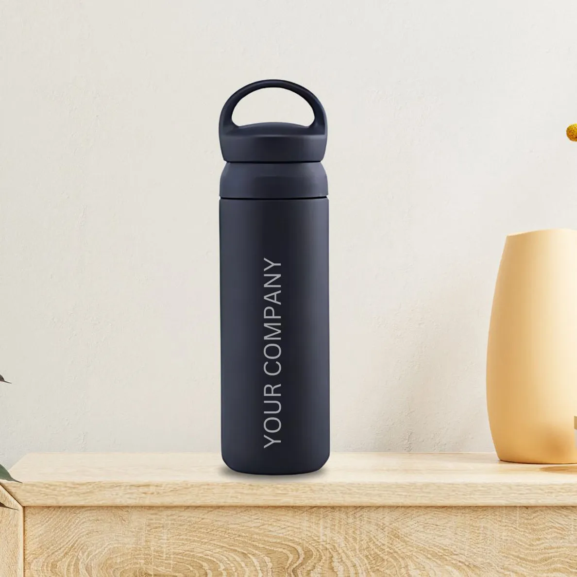 Custom Thermos Water Bottle 500ml - Black Stainless Steel Bottle With Your Company Name