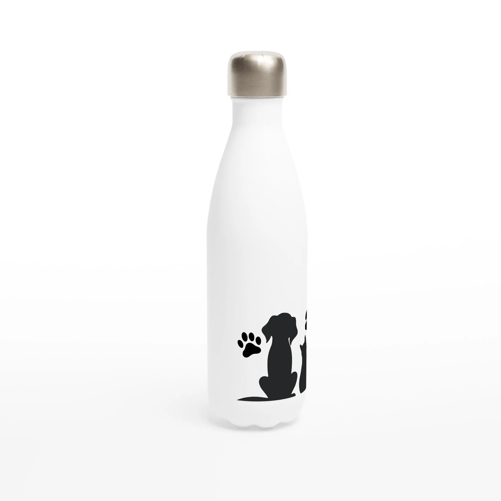 Cute Puppy & Kitten Silhouette Water Bottle - 17oz Stainless Steel Hydration