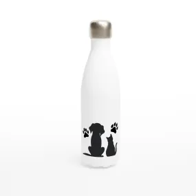 Cute Puppy & Kitten Silhouette Water Bottle - 17oz Stainless Steel Hydration