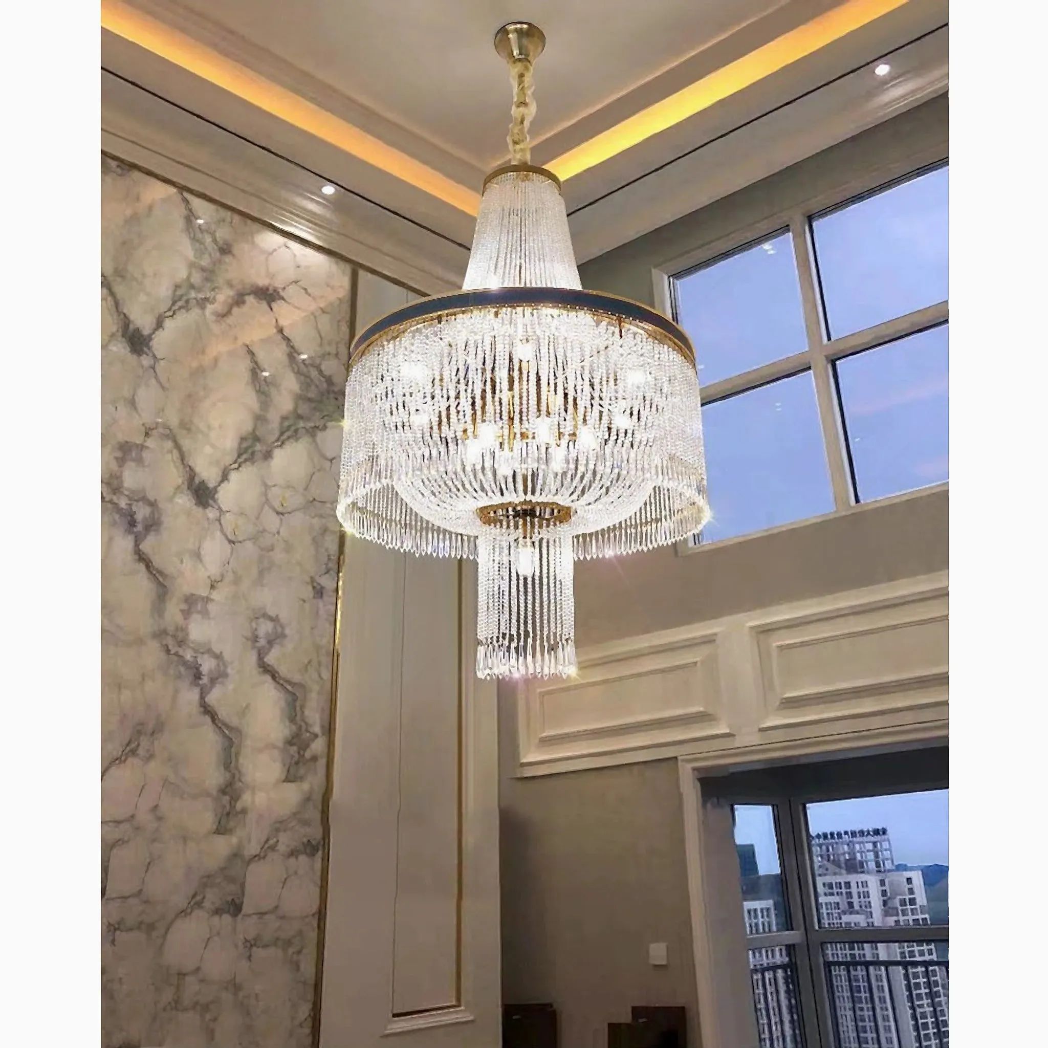 Deiva Marina | Luxury Large Spiral Crystal Chandelier for Staircase