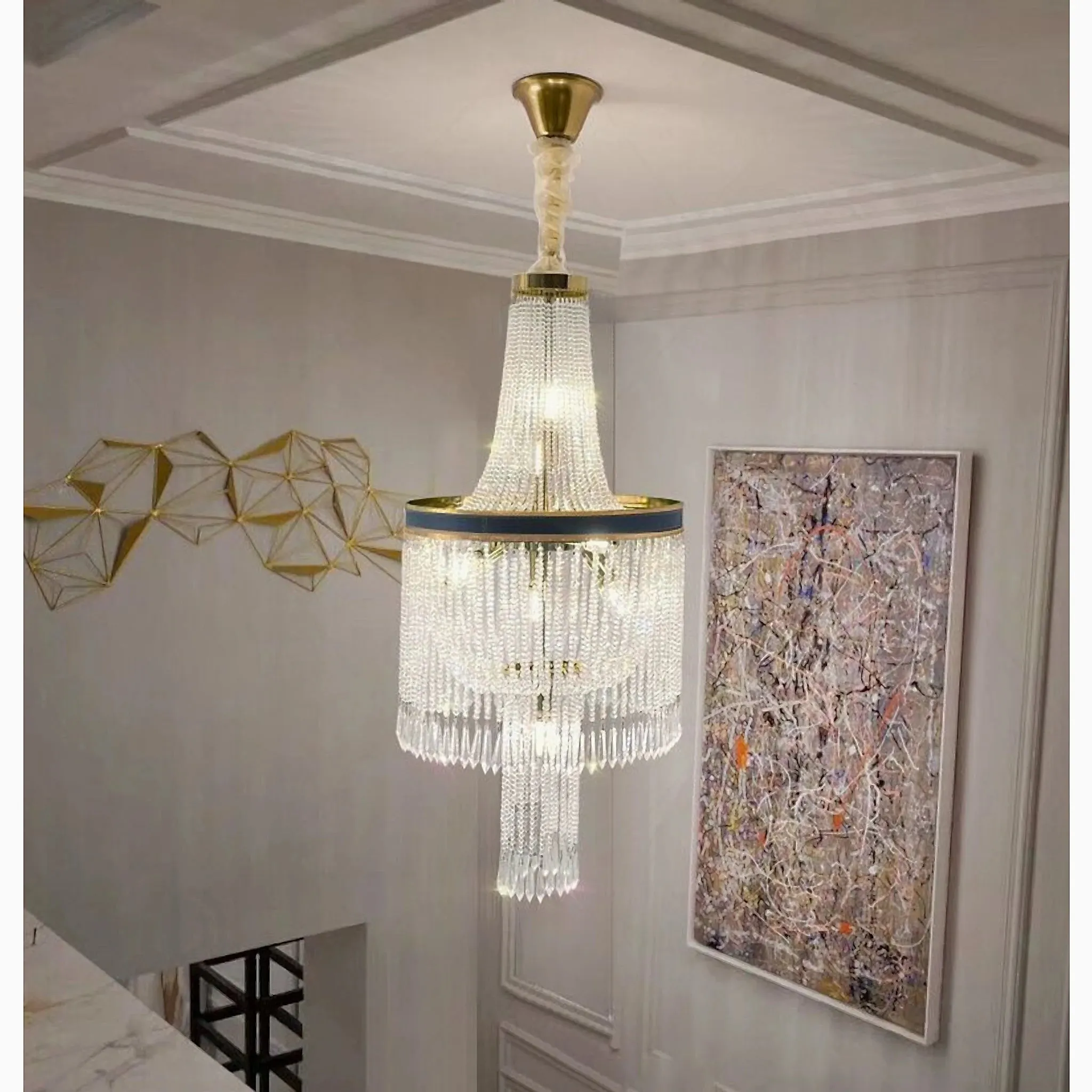 Deiva Marina | Luxury Large Spiral Crystal Chandelier for Staircase