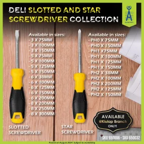 DELI DL6331001 SLOTTED SCREWDRIVER 3 X 100MM