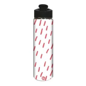 Designer Stainless Steel Water Bottle -  Pink Lines with White Background