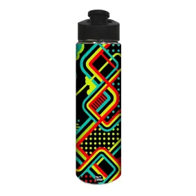 Designer Stainless Steel Water Bottle -  Yellow and Red Lines