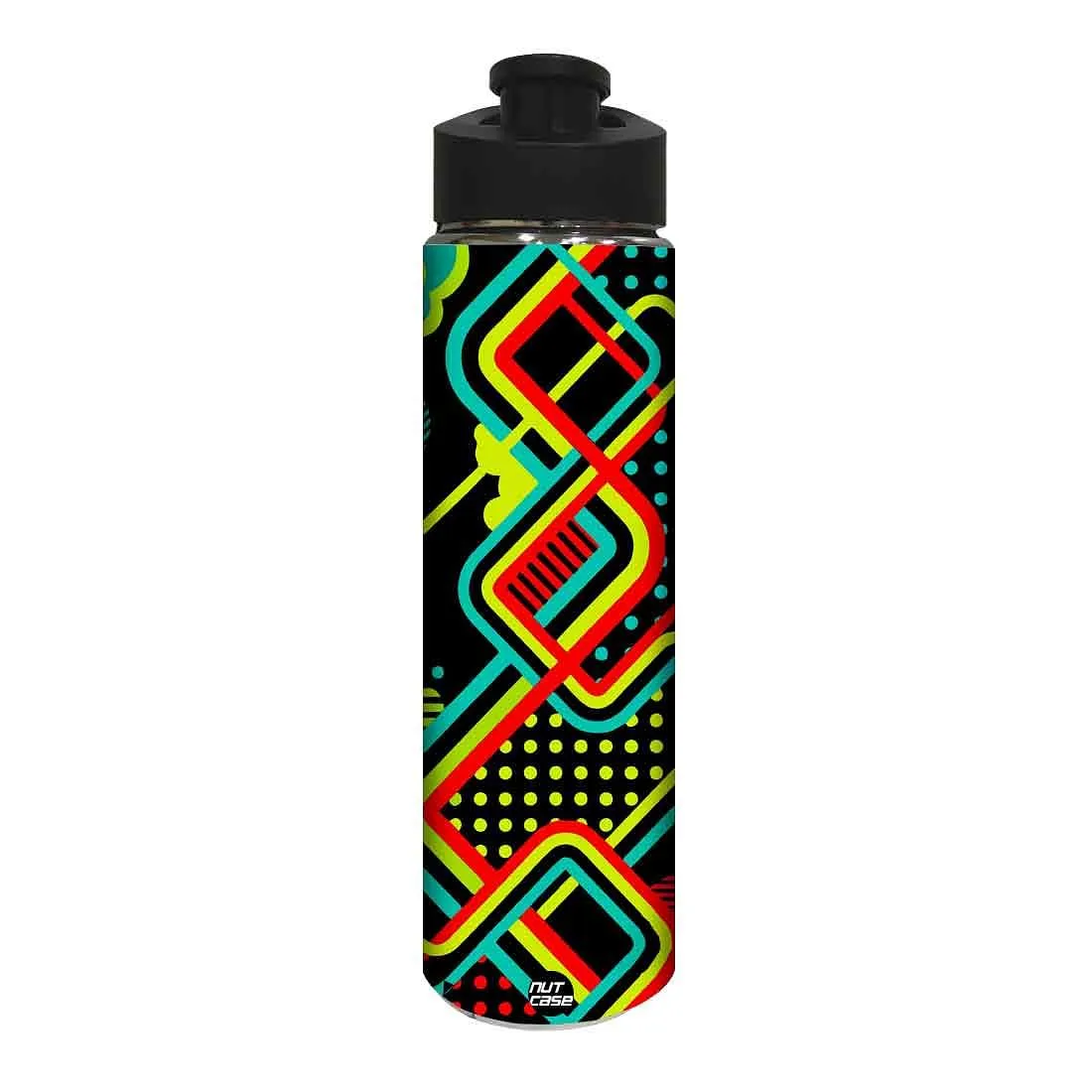 Designer Stainless Steel Water Bottle -  Yellow and Red Lines