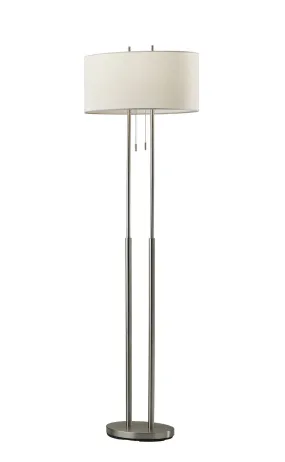 Duet 2-Light Floor Lamp in Brushed Steel