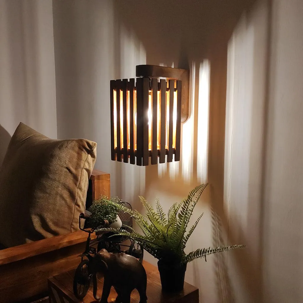 Elegant Brown Wooden Wall Light