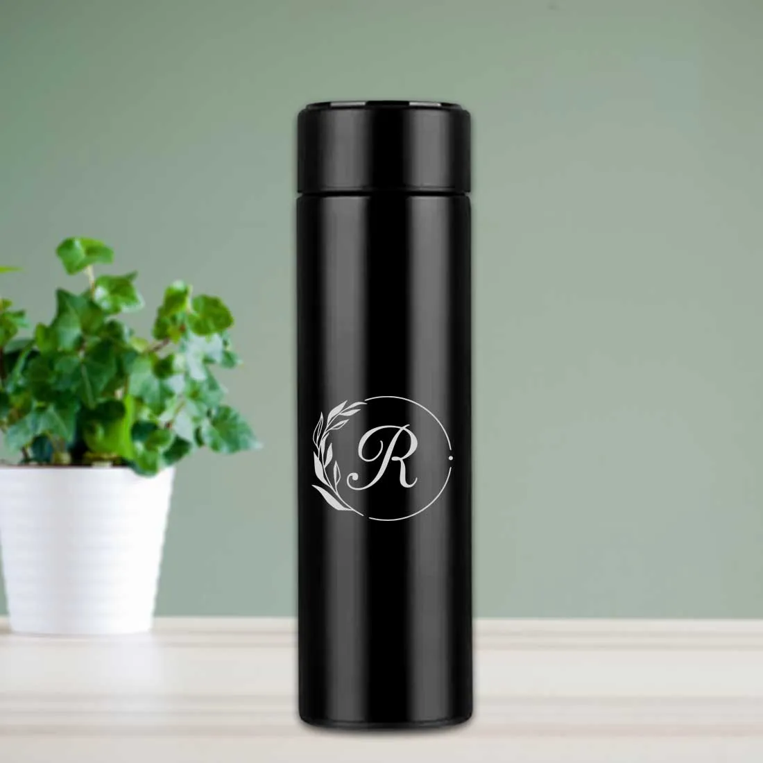 Engraved Personalized Flasks for Tea Coffee with Temperature Display - Monogram