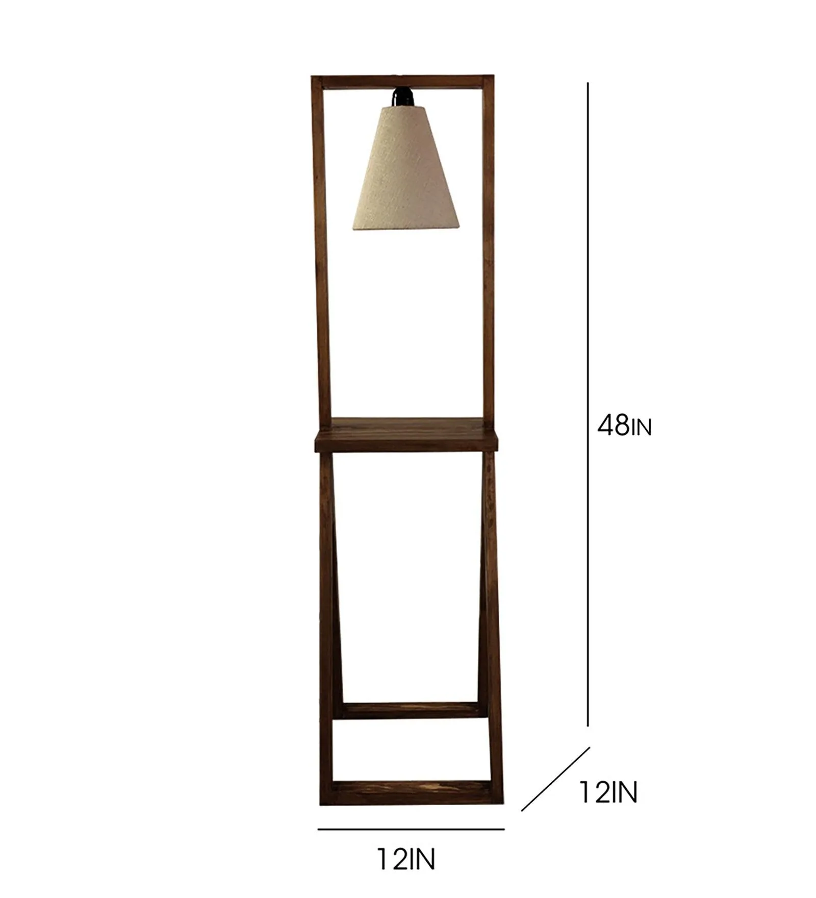 Euphoria Wooden Floor Lamp with Brown Base and Beige Fabric Lampshade