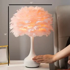 Feather Flower Vase Night Light - Nordic Style Table Lamp for Bedroom