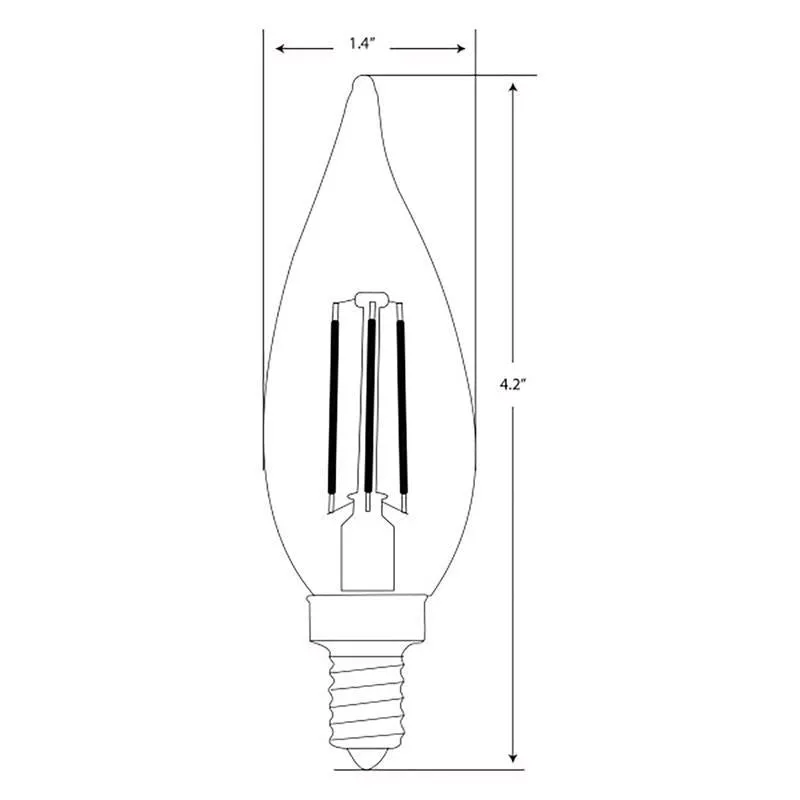 Feit Enhance CA10 (Flame Tip) E12 (Candelabra) Filament LED Bulb Soft White 40 Watt Equivalence 6 pk