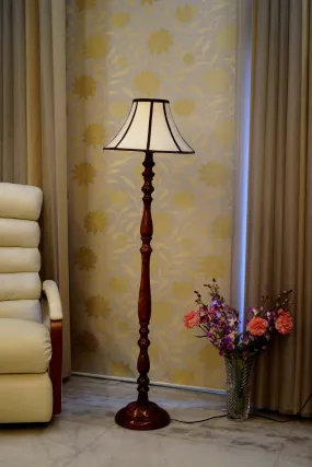 Floor Lamp Cream & Brown with Conical Shade (Bulb Not Included)